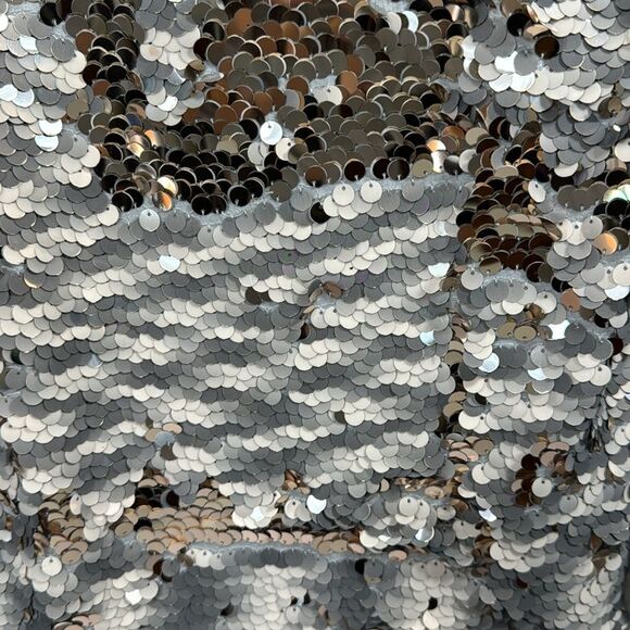 Express Love Sequined Sweater Gray Silver Festive Party Glam Long Sleeve Size M - Picture 7 of 12